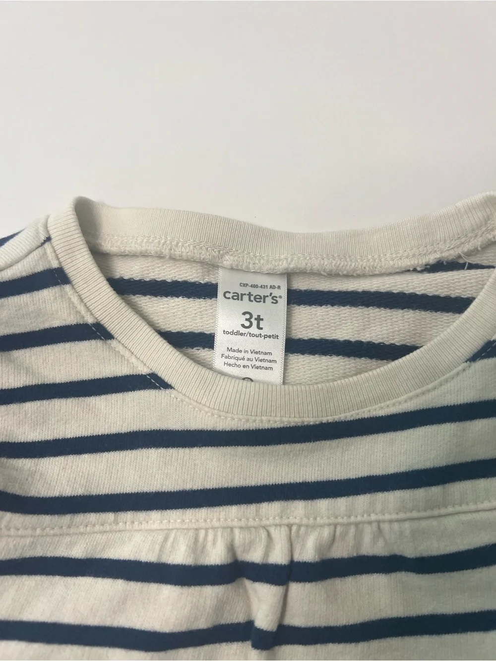 Girls 3T Carter's Navy & Cream Striped Long-Sleeve Top with Lace Trim